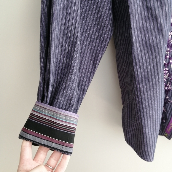 Robert Graham Men's Embroidered Purple Button Up Classic Fit XL - Picture 8 of 17